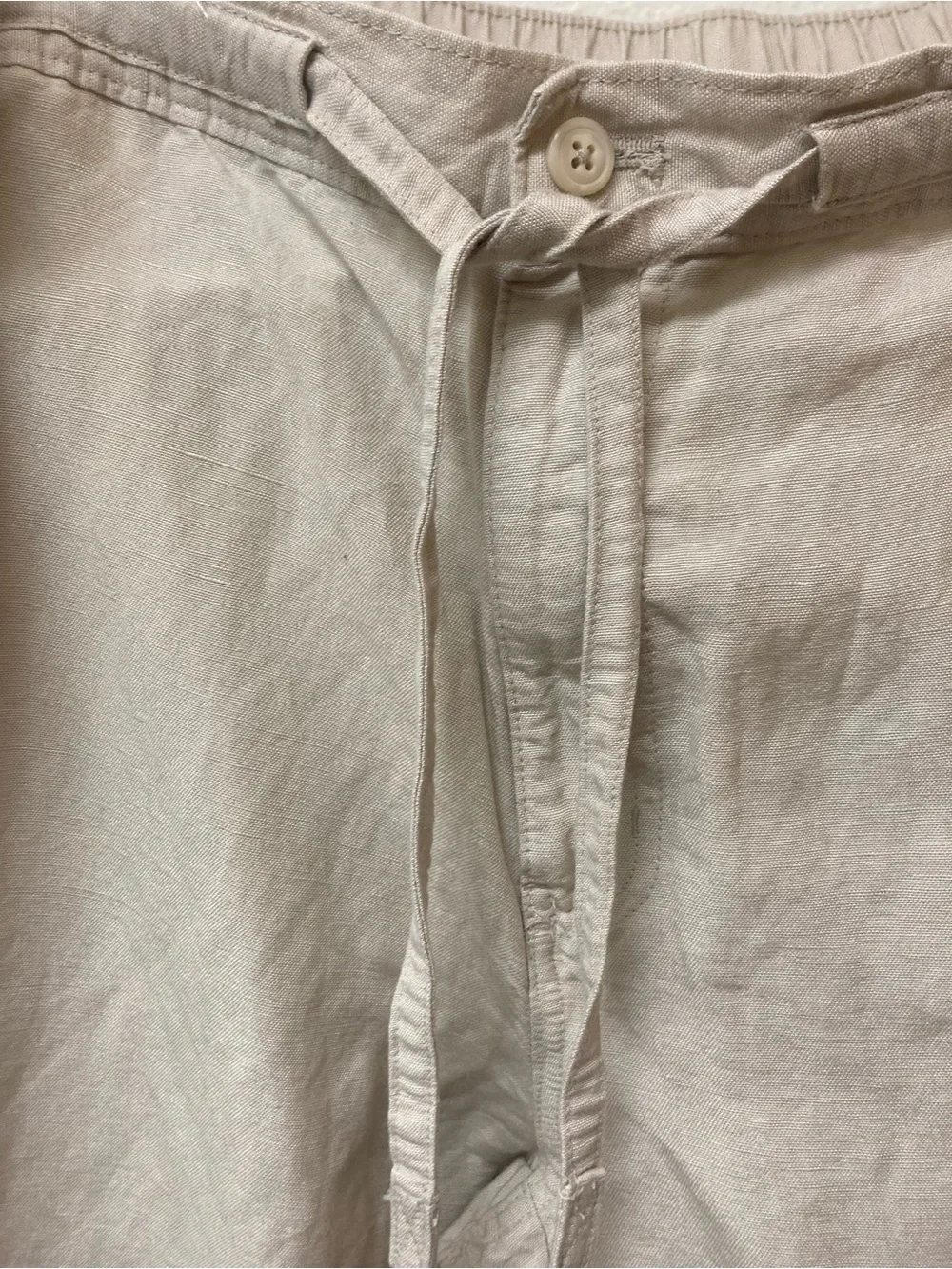 CUBAVERA Men’s Cream Linen Blend Coastal casual Wide Leg Trousers Size LX 32.